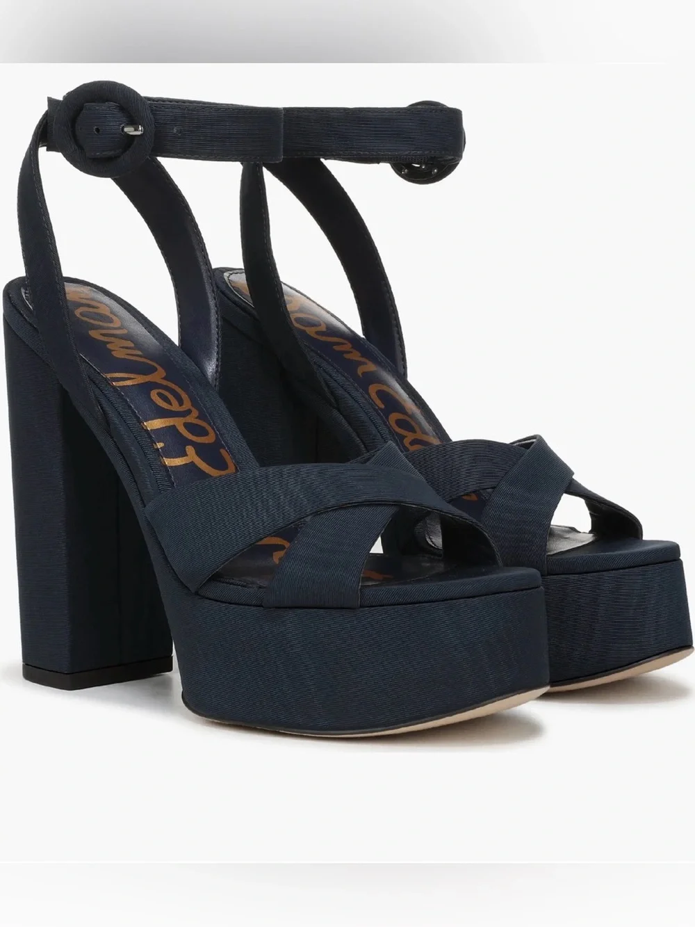 Sam Edelman Navy Savannah Platform Ankle-Strap Heels
